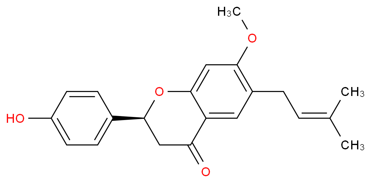 (2S)-2-(4-hydroxyphenyl)-7-methoxy-6-(3-methylbut-2-en-1-yl)-3,4-dihydro-2H-1-benzopyran-4-one_分子结构_CAS_19879-30-2