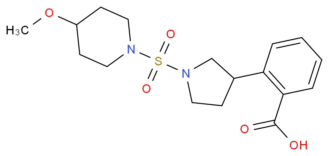 2-{1-[(4-methoxy-1-piperidinyl)sulfonyl]-3-pyrrolidinyl}benzoic acid_分子结构_CAS_)