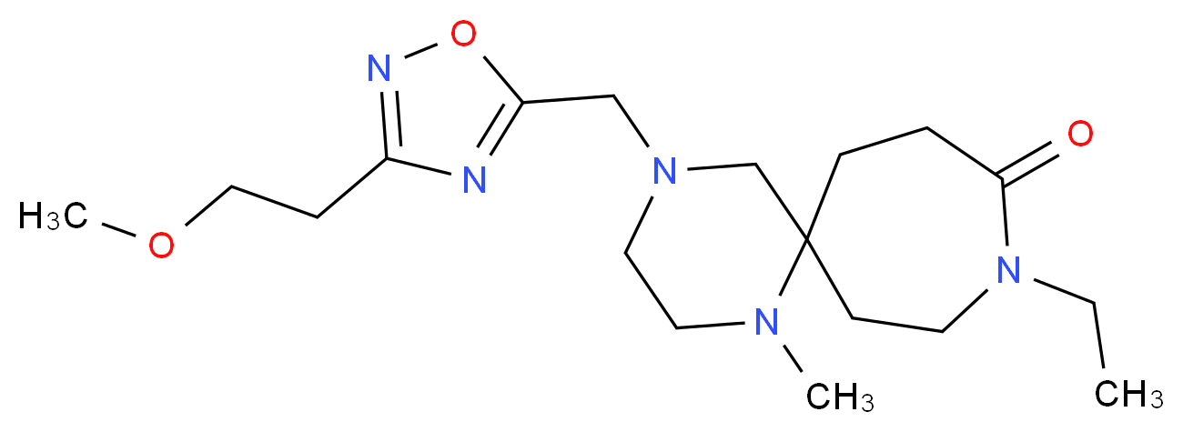9-ethyl-4-{[3-(2-methoxyethyl)-1,2,4-oxadiazol-5-yl]methyl}-1-methyl-1,4,9-triazaspiro[5.6]dodecan-10-one_分子结构_CAS_)