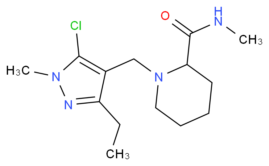1-[(5-chloro-3-ethyl-1-methyl-1H-pyrazol-4-yl)methyl]-N-methylpiperidine-2-carboxamide_分子结构_CAS_)
