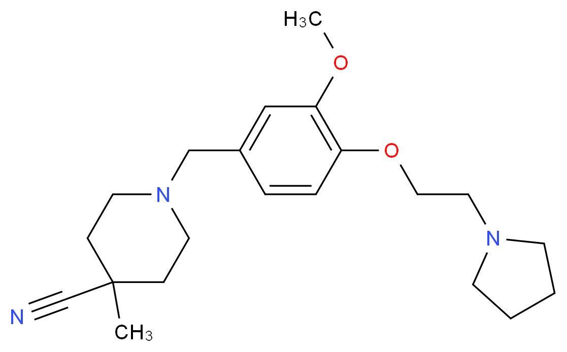 1-[3-methoxy-4-(2-pyrrolidin-1-ylethoxy)benzyl]-4-methylpiperidine-4-carbonitrile_分子结构_CAS_)