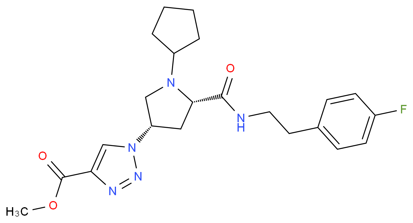 methyl 1-[(3S,5S)-1-cyclopentyl-5-({[2-(4-fluorophenyl)ethyl]amino}carbonyl)-3-pyrrolidinyl]-1H-1,2,3-triazole-4-carboxylate_分子结构_CAS_)