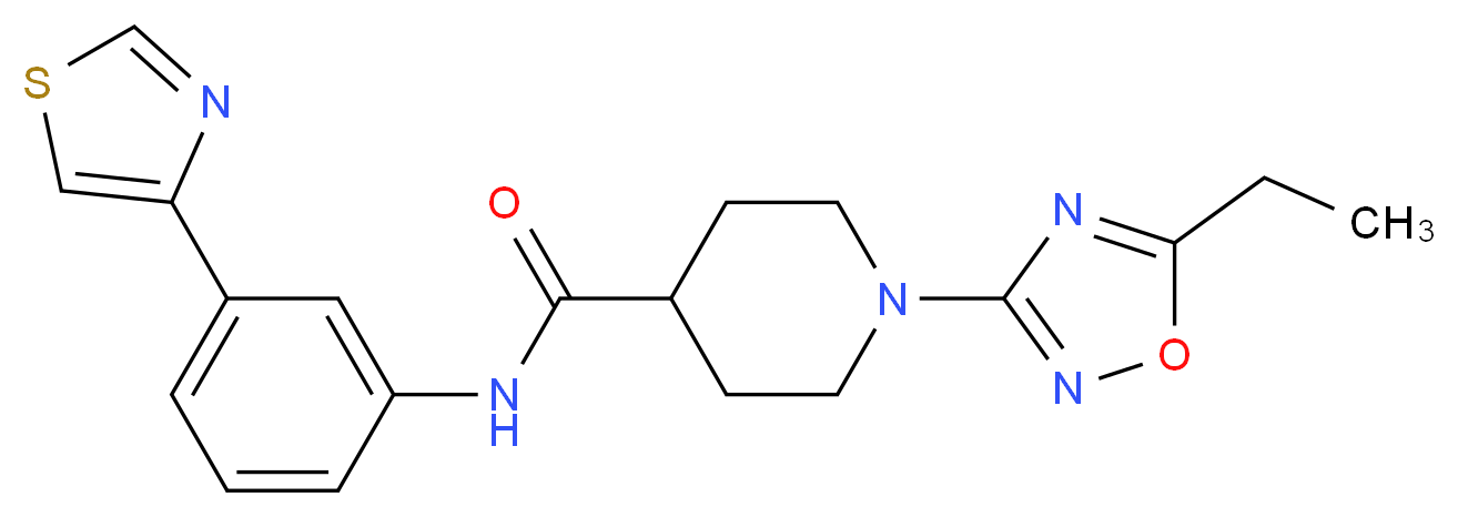 1-(5-ethyl-1,2,4-oxadiazol-3-yl)-N-[3-(1,3-thiazol-4-yl)phenyl]piperidine-4-carboxamide_分子结构_CAS_)