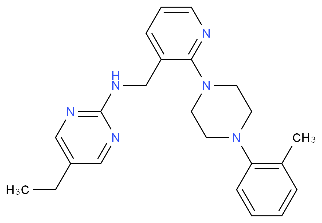 5-ethyl-N-({2-[4-(2-methylphenyl)piperazin-1-yl]pyridin-3-yl}methyl)pyrimidin-2-amine_分子结构_CAS_)