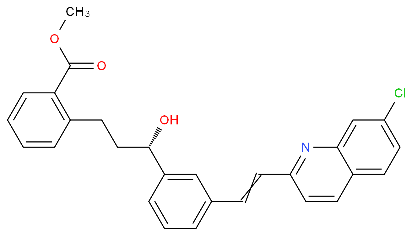 methyl 2-[(3S)-3-{3-[2-(7-chloroquinolin-2-yl)ethenyl]phenyl}-3-hydroxypropyl]benzoate_分子结构_CAS_142569-69-5