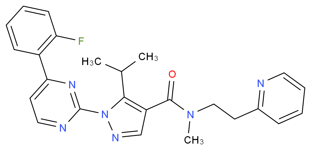 1-[4-(2-fluorophenyl)-2-pyrimidinyl]-5-isopropyl-N-methyl-N-[2-(2-pyridinyl)ethyl]-1H-pyrazole-4-carboxamide_分子结构_CAS_)