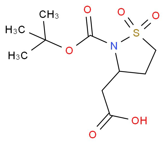 2-{2-[(tert-butoxy)carbonyl]-1,1-dioxo-1λ<sup>6</sup>,2-thiazolidin-3-yl}acetic acid_分子结构_CAS_881652-52-4
