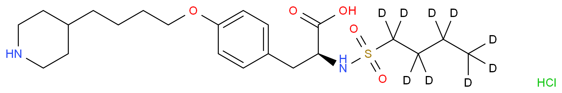 (2S)-2-[(<sup>2</sup>H<sub>9</sub>)butane-1-sulfonamido]-3-{4-[4-(piperidin-4-yl)butoxy]phenyl}propanoic acid hydrochloride_分子结构_CAS_1331911-68-2