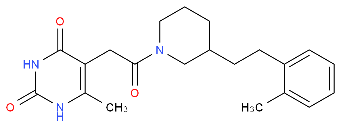 6-methyl-5-(2-{3-[2-(2-methylphenyl)ethyl]-1-piperidinyl}-2-oxoethyl)-2,4(1H,3H)-pyrimidinedione_分子结构_CAS_)