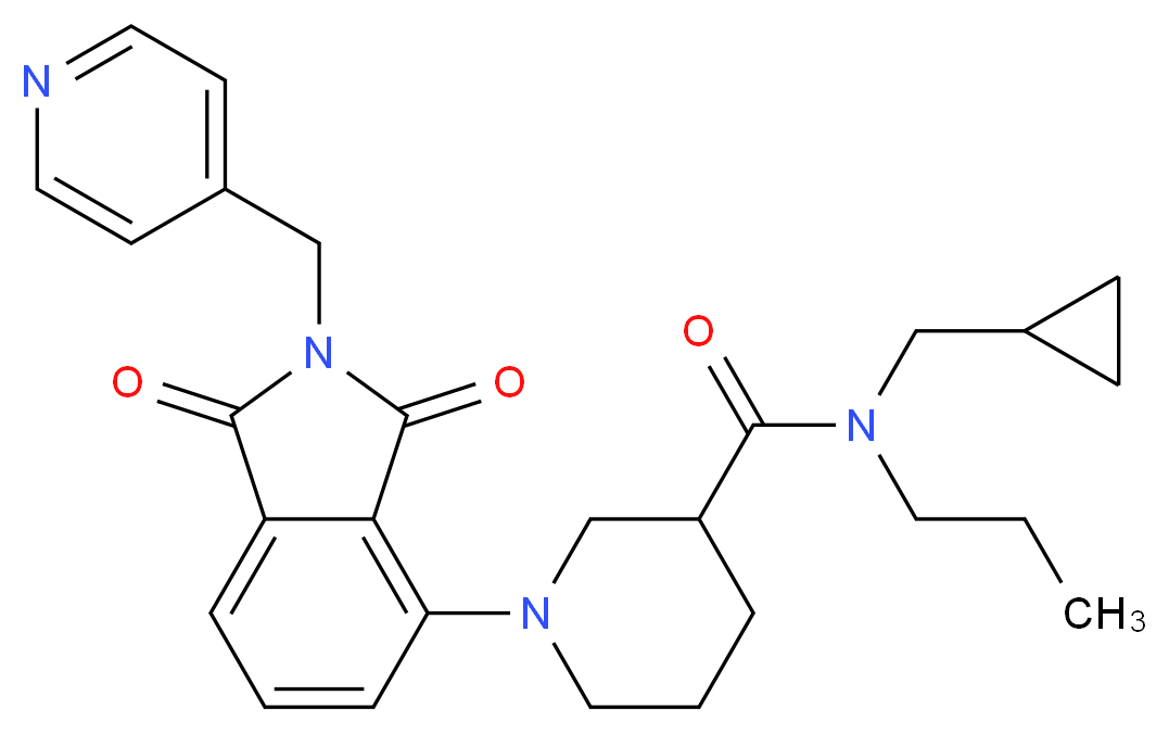 N-(cyclopropylmethyl)-1-[1,3-dioxo-2-(4-pyridinylmethyl)-2,3-dihydro-1H-isoindol-4-yl]-N-propyl-3-piperidinecarboxamide_分子结构_CAS_)