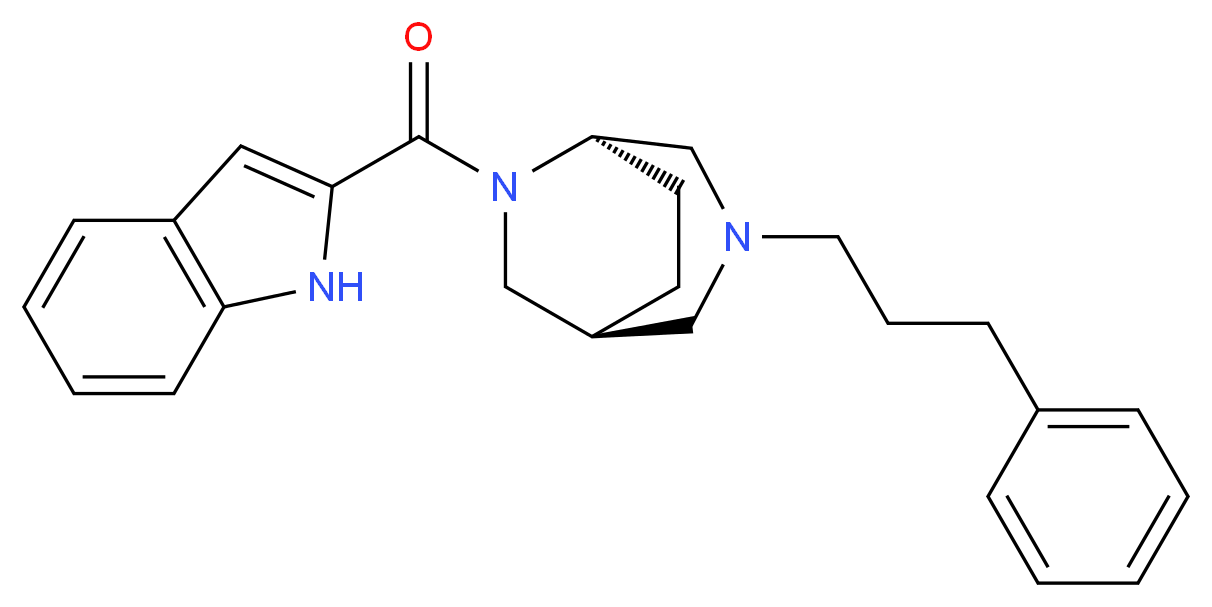 (1S*,5R*)-6-(1H-indol-2-ylcarbonyl)-3-(3-phenylpropyl)-3,6-diazabicyclo[3.2.2]nonane_分子结构_CAS_)