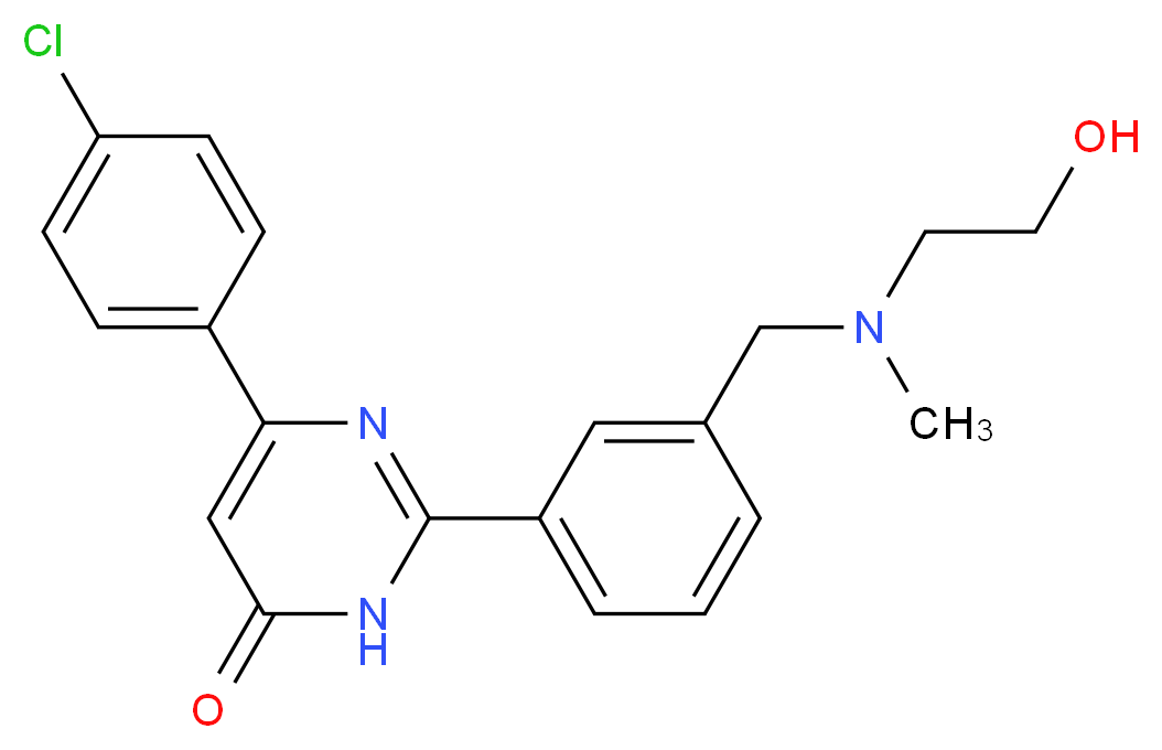 6-(4-chlorophenyl)-2-(3-{[(2-hydroxyethyl)(methyl)amino]methyl}phenyl)pyrimidin-4(3H)-one_分子结构_CAS_)
