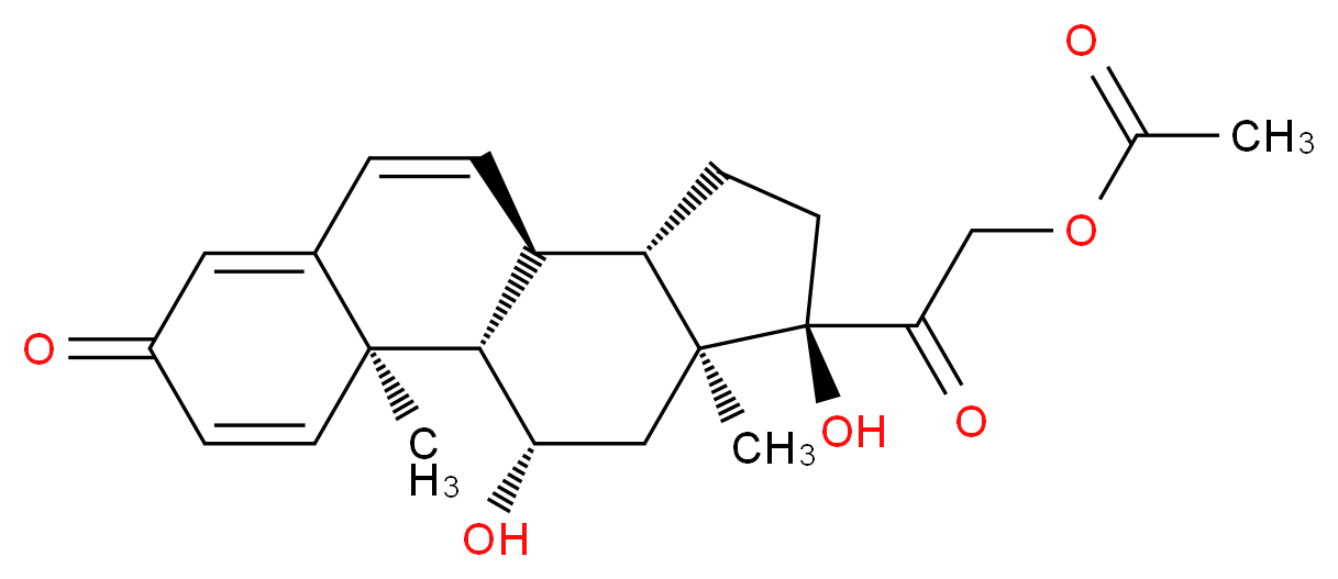 2-[(1S,2R,10S,11S,14R,15S,17S)-14,17-dihydroxy-2,15-dimethyl-5-oxotetracyclo[8.7.0.0<sup>2</sup>,<sup>7</sup>.0<sup>1</sup><sup>1</sup>,<sup>1</sup><sup>5</sup>]heptadeca-3,6,8-trien-14-yl]-2-oxoethyl acetate_分子结构_CAS_2427-45-4