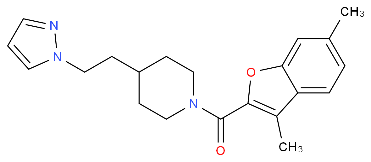1-[(3,6-dimethyl-1-benzofuran-2-yl)carbonyl]-4-[2-(1H-pyrazol-1-yl)ethyl]piperidine_分子结构_CAS_)