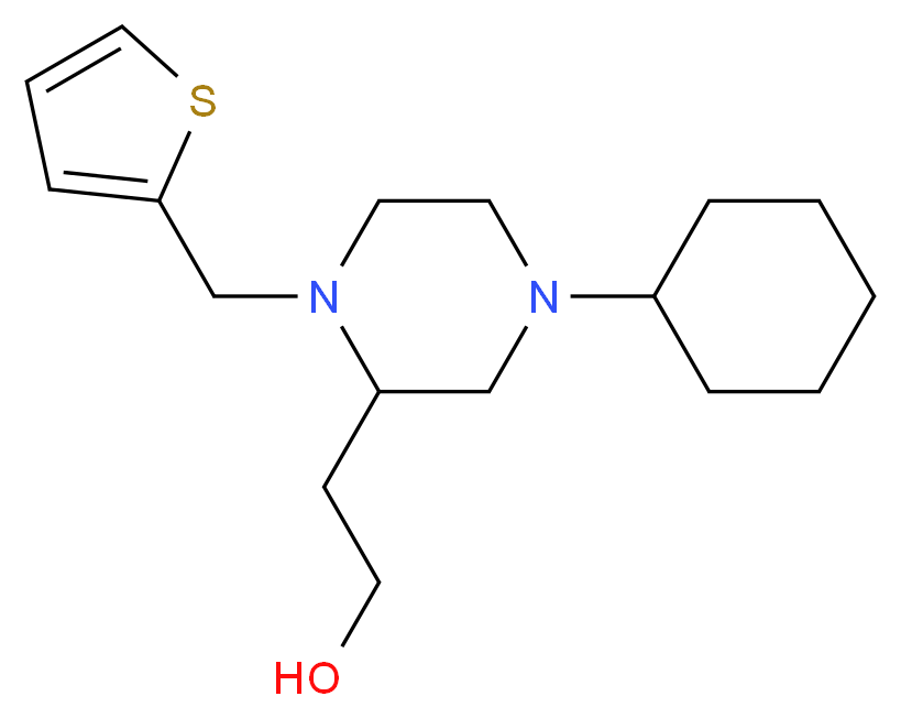 2-[4-cyclohexyl-1-(2-thienylmethyl)-2-piperazinyl]ethanol_分子结构_CAS_)
