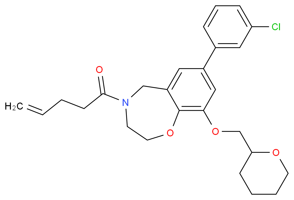 7-(3-chlorophenyl)-4-(4-pentenoyl)-9-(tetrahydro-2H-pyran-2-ylmethoxy)-2,3,4,5-tetrahydro-1,4-benzoxazepine_分子结构_CAS_)