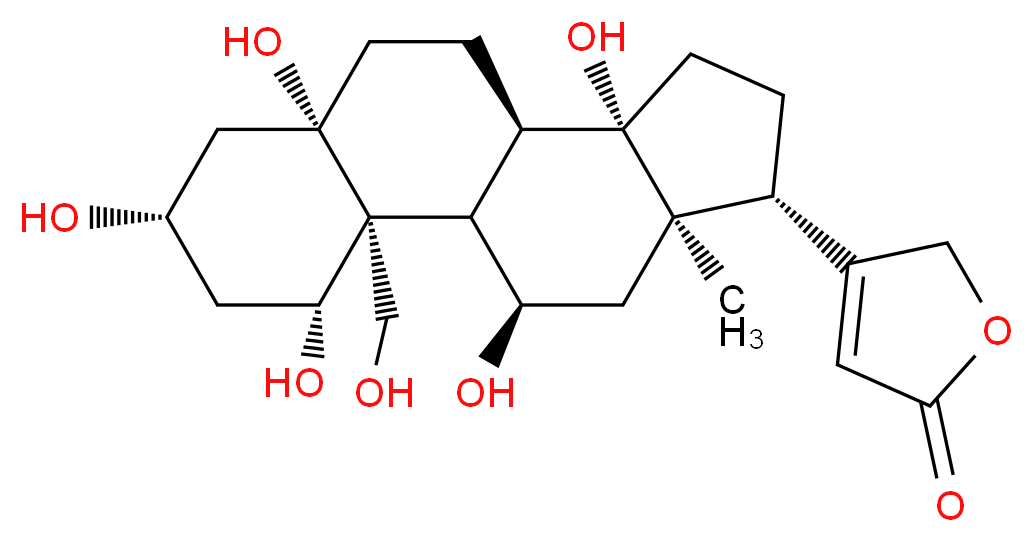 4-[(1S,2R,3R,5S,7S,10R,11S,14R,15R,17R)-3,5,7,11,17-pentahydroxy-2-(hydroxymethyl)-15-methyltetracyclo[8.7.0.0?,?.0??,??]heptadecan-14-yl]-2,5-dihydrofuran-2-one_分子结构_CAS_508-52-1