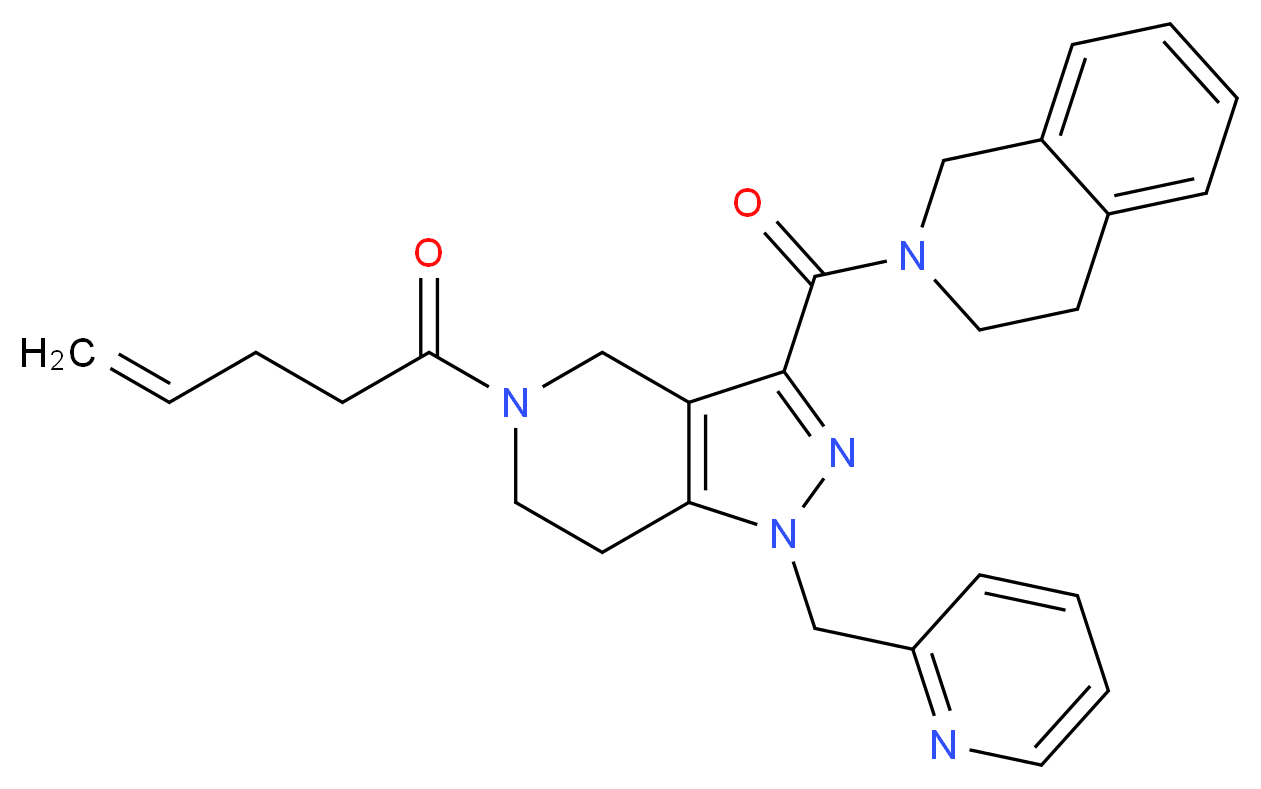 2-{[5-(4-pentenoyl)-1-(2-pyridinylmethyl)-4,5,6,7-tetrahydro-1H-pyrazolo[4,3-c]pyridin-3-yl]carbonyl}-1,2,3,4-tetrahydroisoquinoline_分子结构_CAS_)
