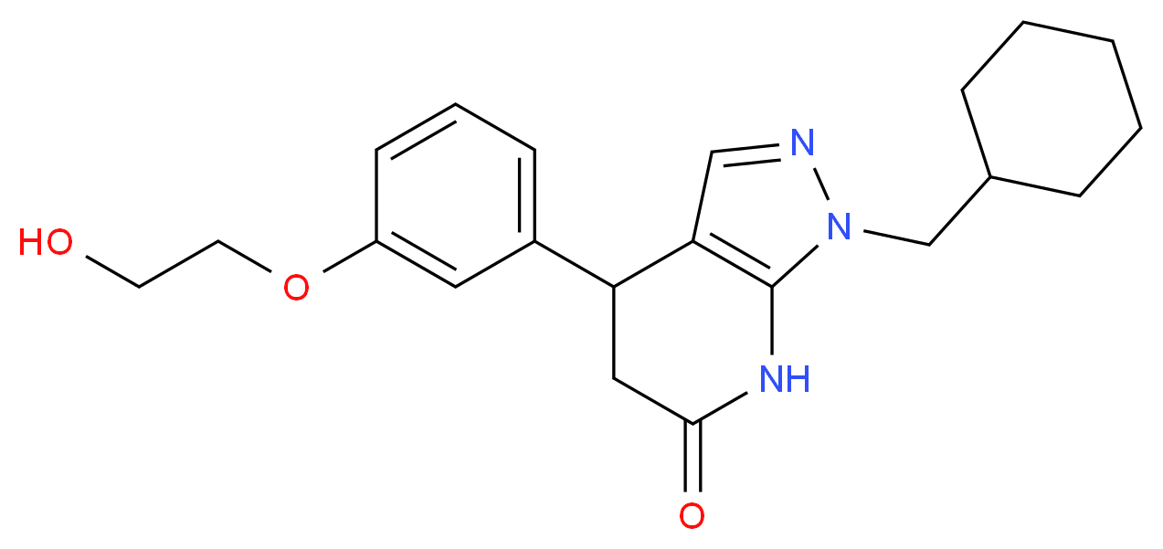 1-(cyclohexylmethyl)-4-[3-(2-hydroxyethoxy)phenyl]-1,4,5,7-tetrahydro-6H-pyrazolo[3,4-b]pyridin-6-one_分子结构_CAS_)