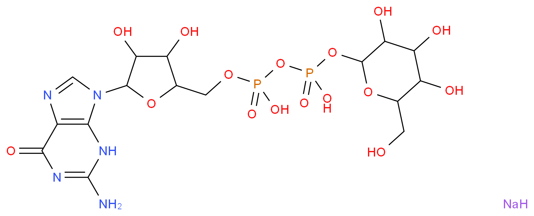 Guanosine 5′-diphospho-D-mannose sodium salt from Saccharomyces cerevisiae_分子结构_CAS_103301-73-1)