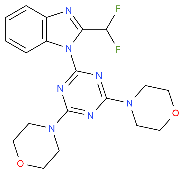 2-(2-difluoromethylbenzimidazol-1-yl)-4,6-dimorpholino-1,3,5-triazine_分子结构_CAS_475110-96-4)