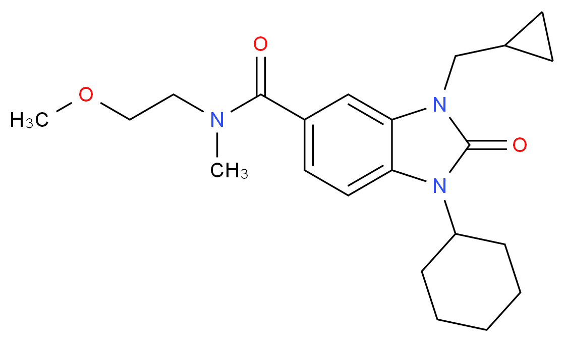 1-cyclohexyl-3-(cyclopropylmethyl)-N-(2-methoxyethyl)-N-methyl-2-oxo-2,3-dihydro-1H-benzimidazole-5-carboxamide_分子结构_CAS_)