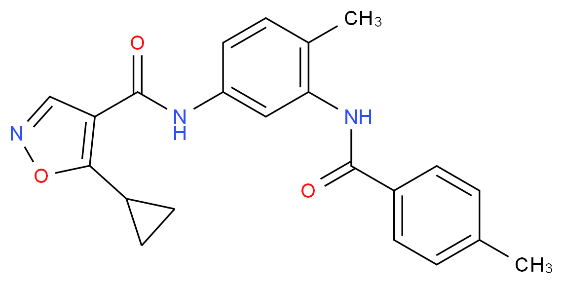 5-cyclopropyl-N-{4-methyl-3-[(4-methylbenzoyl)amino]phenyl}isoxazole-4-carboxamide_分子结构_CAS_)
