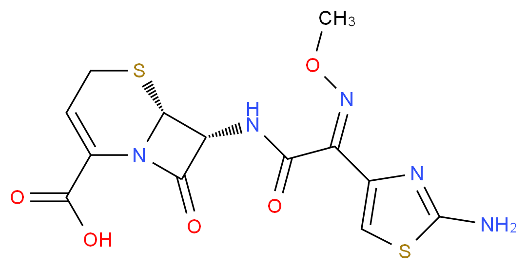 (6R,7R)-7-[(2Z)-2-(2-amino-1,3-thiazol-4-yl)-2-(methoxyimino)acetamido]-8-oxo-5-thia-1-azabicyclo[4.2.0]oct-2-ene-2-carboxylic acid_分子结构_CAS_68401-81-0