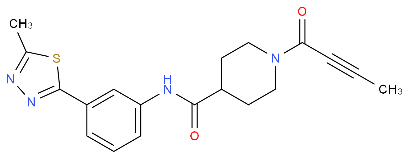 1-(2-butynoyl)-N-[3-(5-methyl-1,3,4-thiadiazol-2-yl)phenyl]-4-piperidinecarboxamide_分子结构_CAS_)