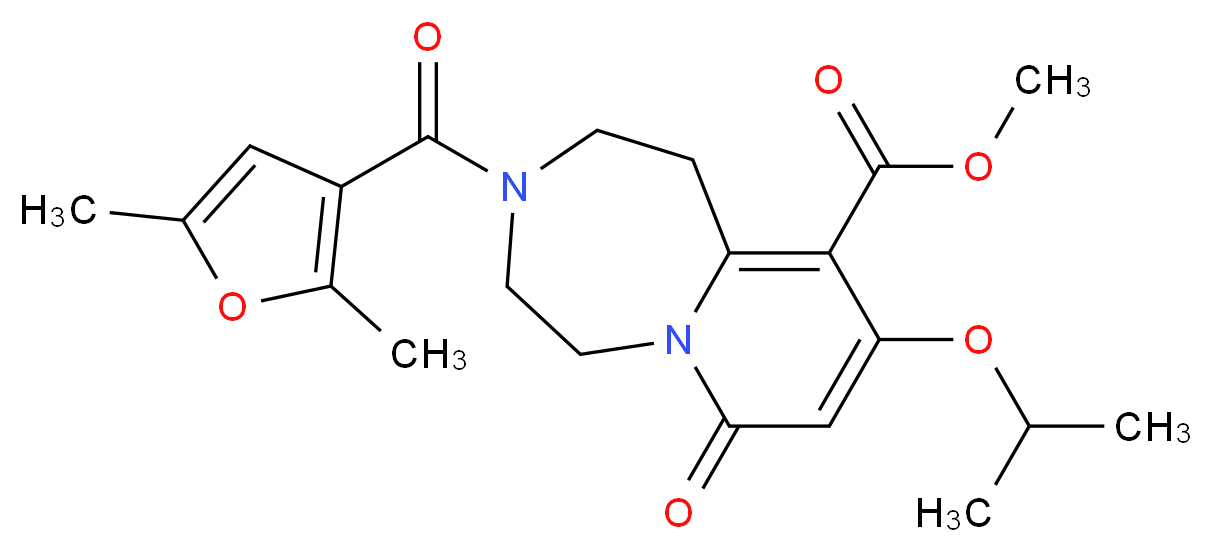 methyl 3-(2,5-dimethyl-3-furoyl)-9-isopropoxy-7-oxo-1,2,3,4,5,7-hexahydropyrido[1,2-d][1,4]diazepine-10-carboxylate_分子结构_CAS_)