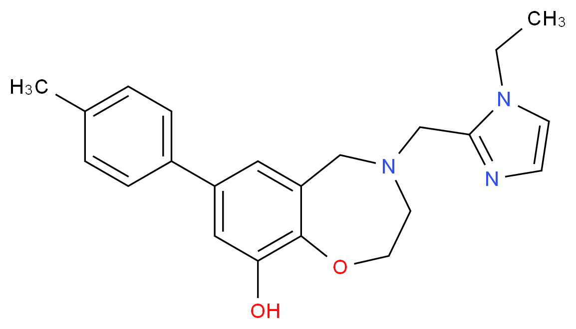 4-[(1-ethyl-1H-imidazol-2-yl)methyl]-7-(4-methylphenyl)-2,3,4,5-tetrahydro-1,4-benzoxazepin-9-ol_分子结构_CAS_)
