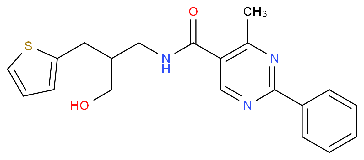 N-[3-hydroxy-2-(2-thienylmethyl)propyl]-4-methyl-2-phenylpyrimidine-5-carboxamide_分子结构_CAS_)