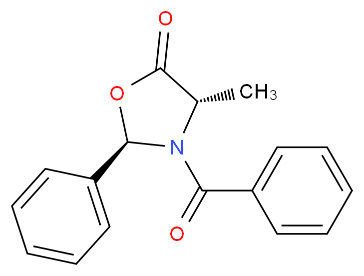 (2R,4S)-3-benzoyl-4-methyl-2-phenyl-1,3-oxazolidin-5-one_分子结构_CAS_113806-28-3