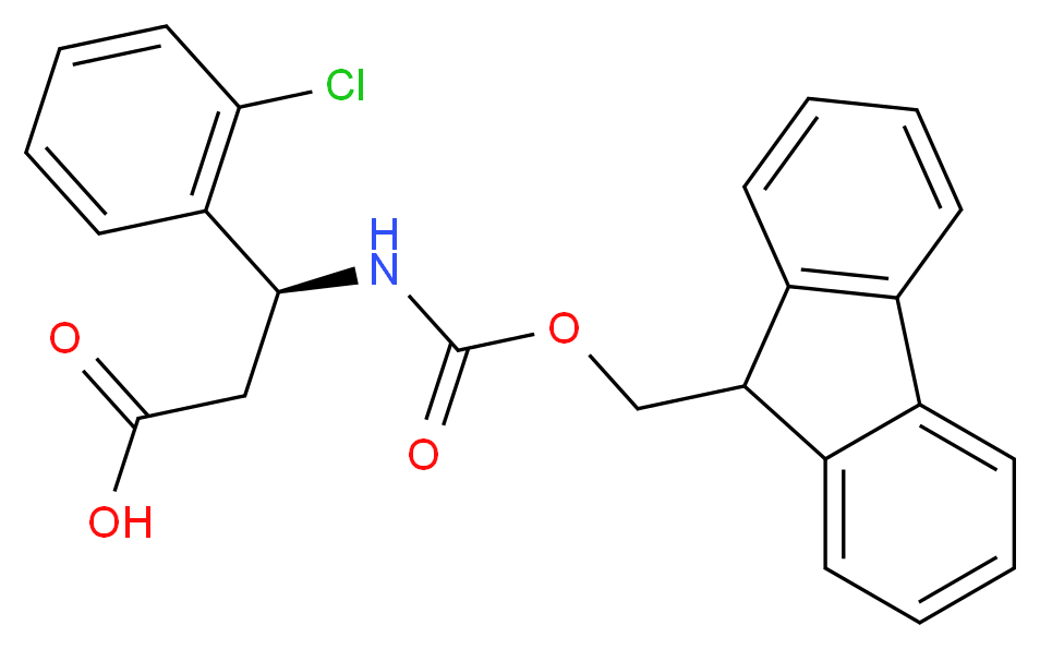 (3S)-3-(2-chlorophenyl)-3-({[(9H-fluoren-9-yl)methoxy]carbonyl}amino)propanoic acid_分子结构_CAS_500770-73-0