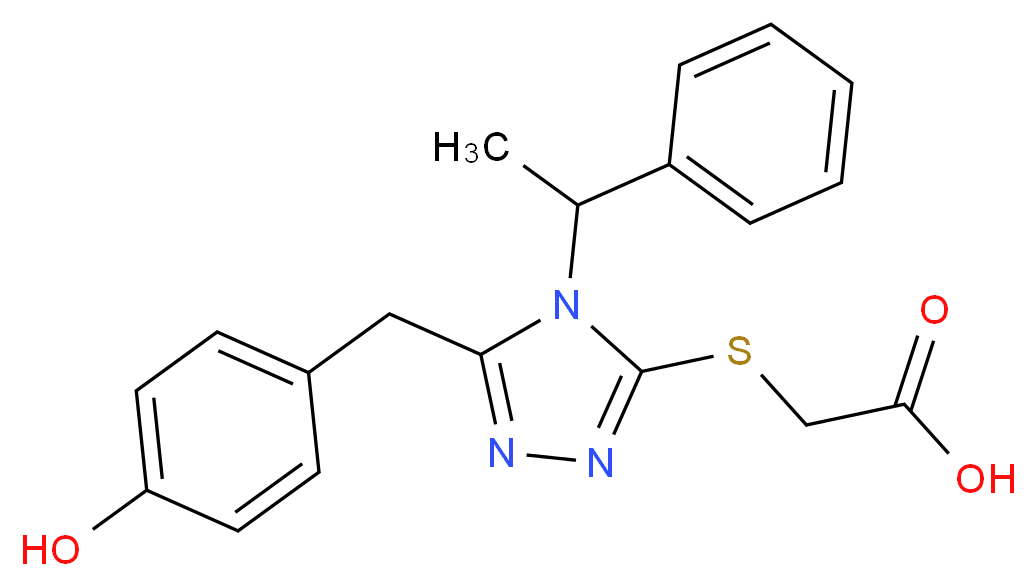 {[5-(4-hydroxybenzyl)-4-(1-phenylethyl)-4H-1,2,4-triazol-3-yl]thio}acetic acid_分子结构_CAS_)