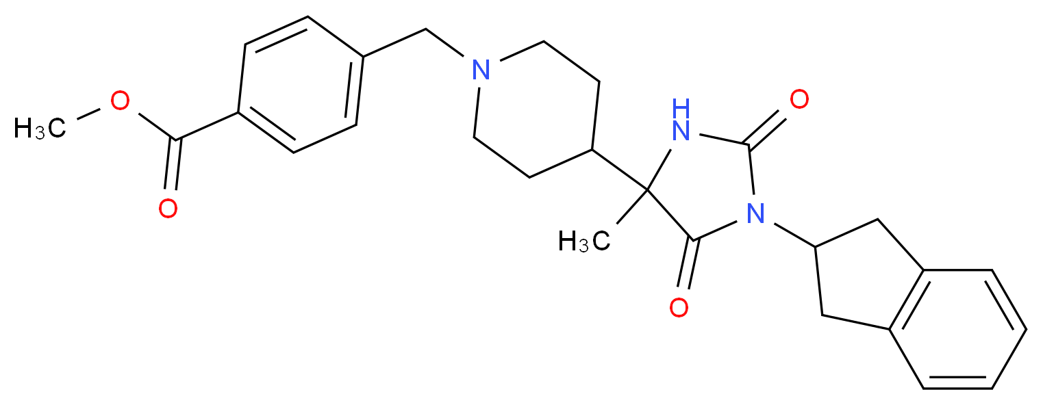 methyl 4-({4-[1-(2,3-dihydro-1H-inden-2-yl)-4-methyl-2,5-dioxo-4-imidazolidinyl]-1-piperidinyl}methyl)benzoate_分子结构_CAS_)