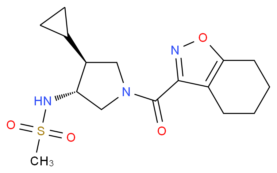 N-[(3R*,4S*)-4-cyclopropyl-1-(4,5,6,7-tetrahydro-1,2-benzisoxazol-3-ylcarbonyl)-3-pyrrolidinyl]methanesulfonamide_分子结构_CAS_)