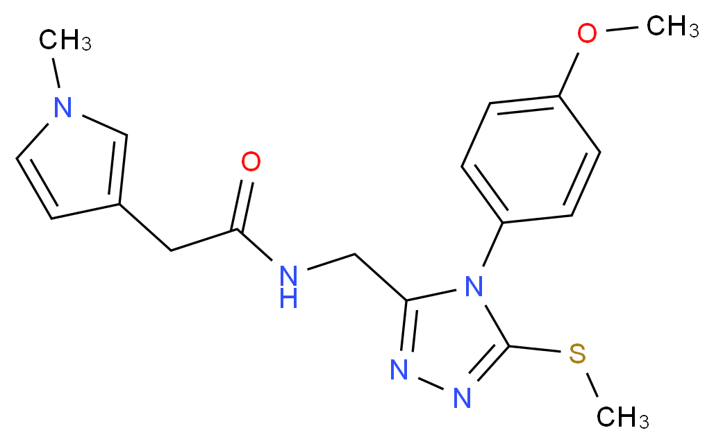 N-{[4-(4-methoxyphenyl)-5-(methylthio)-4H-1,2,4-triazol-3-yl]methyl}-2-(1-methyl-1H-pyrrol-3-yl)acetamide_分子结构_CAS_)