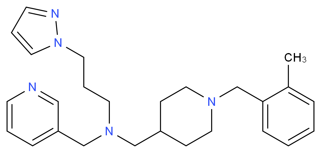 N-{[1-(2-methylbenzyl)-4-piperidinyl]methyl}-3-(1H-pyrazol-1-yl)-N-(3-pyridinylmethyl)-1-propanamine_分子结构_CAS_)
