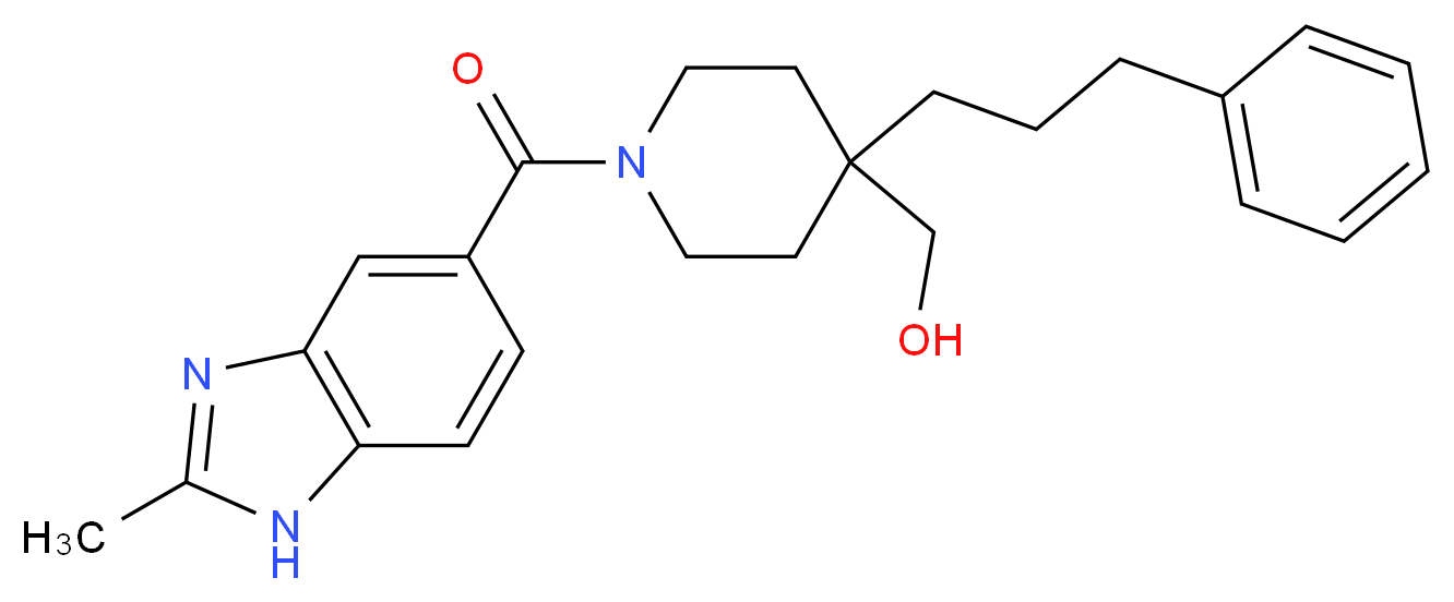 [1-[(2-methyl-1H-benzimidazol-5-yl)carbonyl]-4-(3-phenylpropyl)piperidin-4-yl]methanol_分子结构_CAS_)