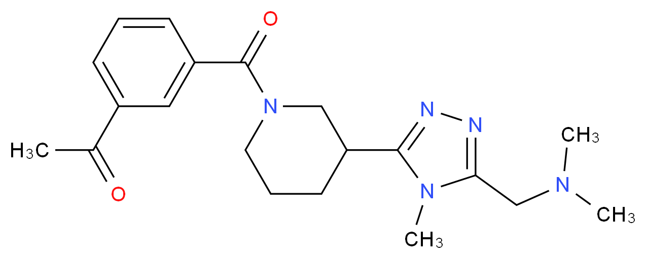 1-{3-[(3-{5-[(dimethylamino)methyl]-4-methyl-4H-1,2,4-triazol-3-yl}piperidin-1-yl)carbonyl]phenyl}ethanone_分子结构_CAS_)