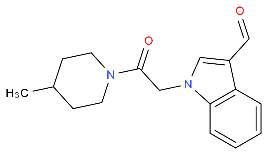 1-[2-(4-methylpiperidin-1-yl)-2-oxoethyl]-1H-indole-3-carbaldehyde_分子结构_CAS_347320-62-1