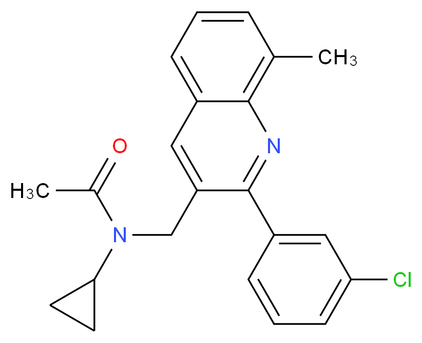 N-{[2-(3-chlorophenyl)-8-methyl-3-quinolinyl]methyl}-N-cyclopropylacetamide_分子结构_CAS_)