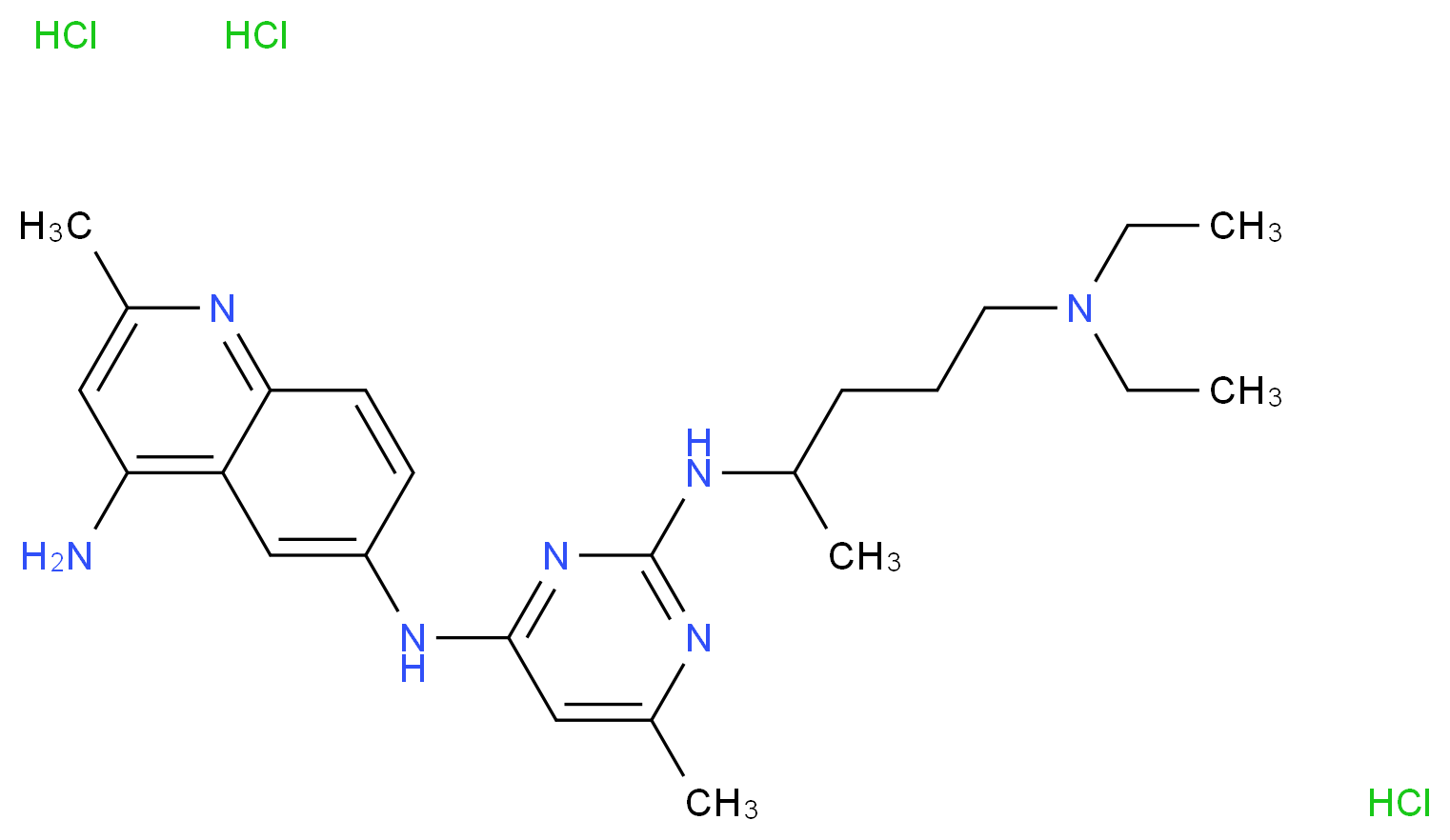 N6-(2-{[5-(diethylamino)pentan-2-yl]amino}-6-methylpyrimidin-4-yl)-2-methylquinoline-4,6-diamine trihydrochloride_分子结构_CAS_1177865-17-6