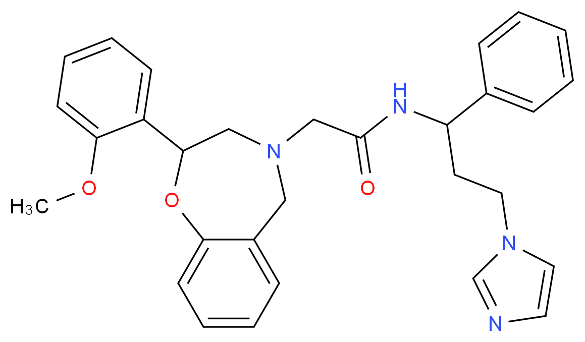 N-[3-(1H-imidazol-1-yl)-1-phenylpropyl]-2-[2-(2-methoxyphenyl)-2,3-dihydro-1,4-benzoxazepin-4(5H)-yl]acetamide_分子结构_CAS_)