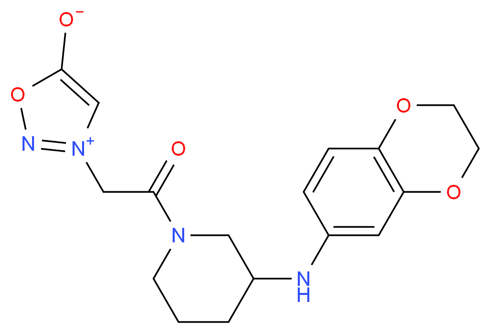 3-{2-[3-(2,3-dihydro-1,4-benzodioxin-6-ylamino)-1-piperidinyl]-2-oxoethyl}-1,2,3-oxadiazol-3-ium-5-olate_分子结构_CAS_)