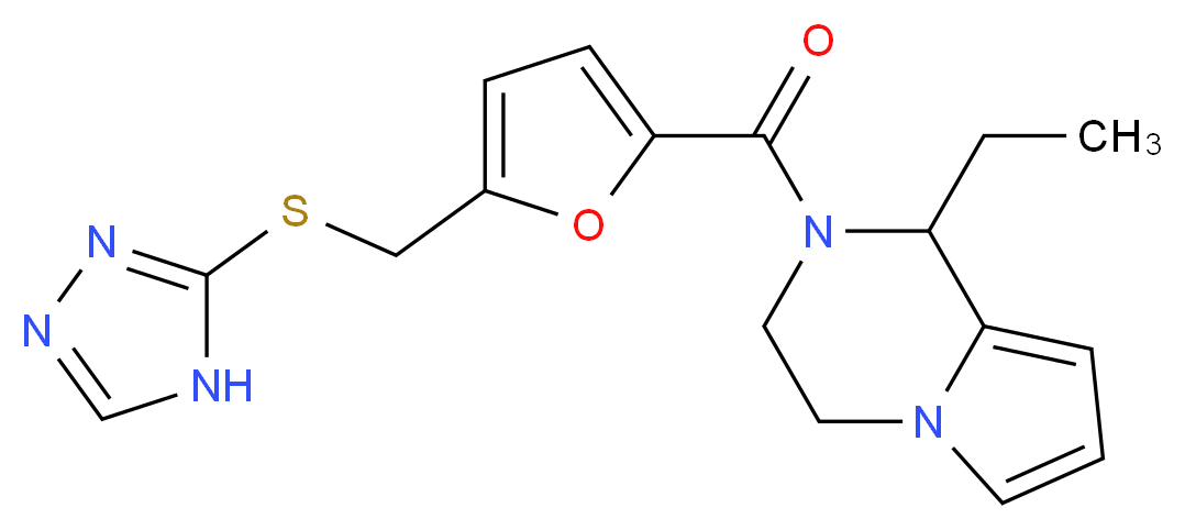 1-ethyl-2-{5-[(4H-1,2,4-triazol-3-ylthio)methyl]-2-furoyl}-1,2,3,4-tetrahydropyrrolo[1,2-a]pyrazine_分子结构_CAS_)