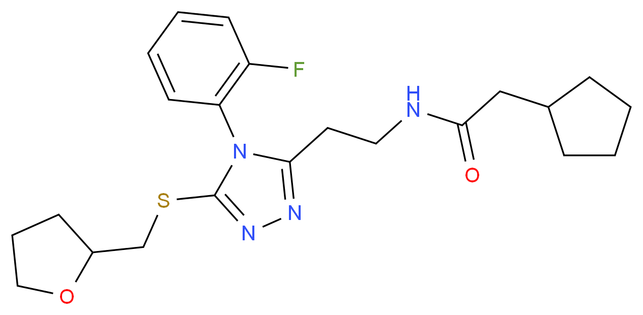 2-cyclopentyl-N-(2-{4-(2-fluorophenyl)-5-[(tetrahydro-2-furanylmethyl)thio]-4H-1,2,4-triazol-3-yl}ethyl)acetamide_分子结构_CAS_)