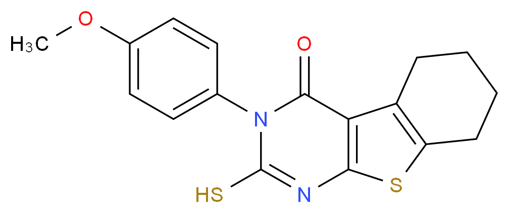 2-Mercapto-3-(4-methoxy-phenyl)-5,6,7,8-tetrahydro-3H-benzo[4,5]thieno[2,3-d]pyrimidin-4-one_分子结构_CAS_65234-02-8)