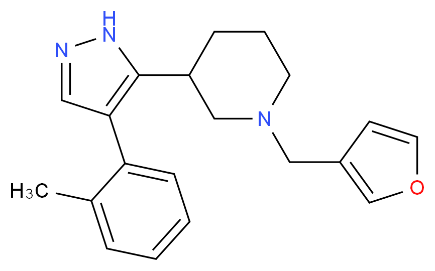 1-(3-furylmethyl)-3-[4-(2-methylphenyl)-1H-pyrazol-5-yl]piperidine_分子结构_CAS_)